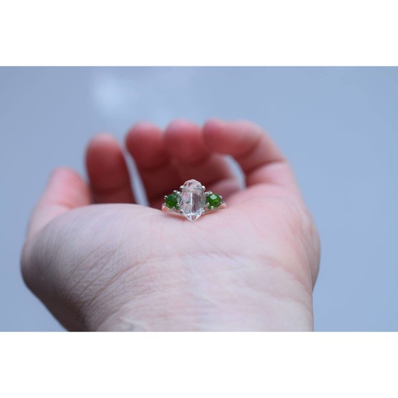 Natural Emerald Ring alternative Diamond Engagement Ring Sterling Silver… - Picture 10 of 10